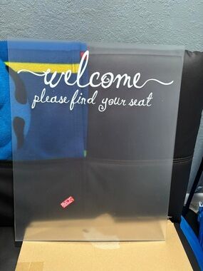 Seating chart sign Clear Acrylic Sign with White Script